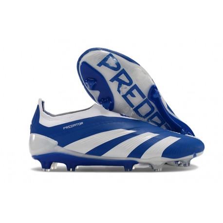 Adidas Predator Elite Snörlösa FG Blå Vit