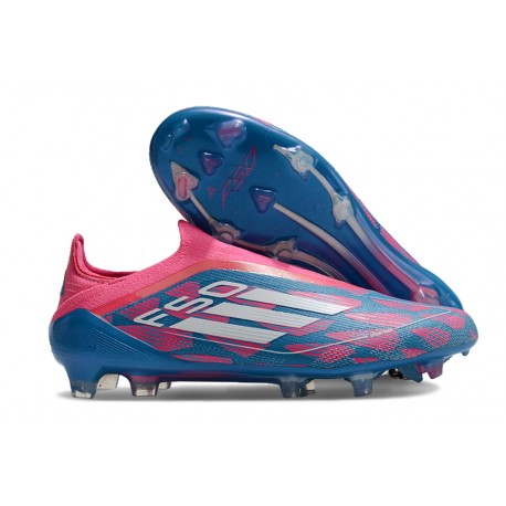 adidas F50 Elite Snörlös FG Fotbollsskor Blå Vit Rosa