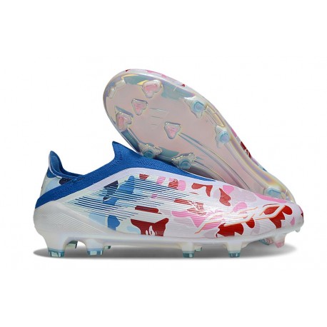 adidas F50 Elite Snörlös FG Fotbollsskor Vit Rosa Blå